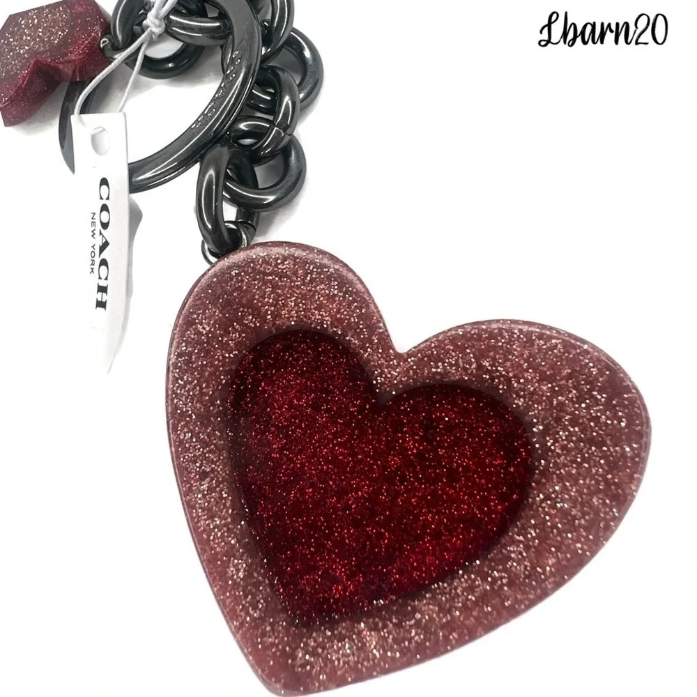 Coach Heart Resin Dangle Valentine Keychain Charm Fob NWT F40683
